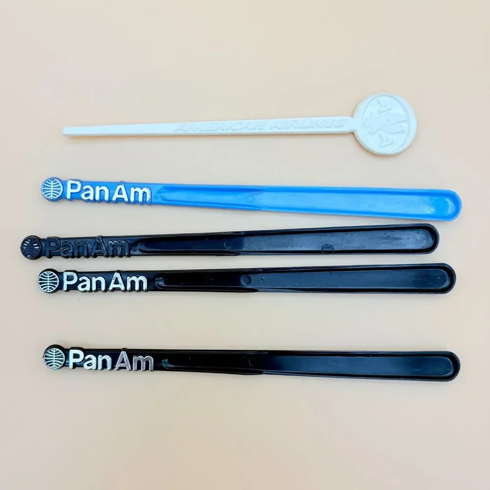 Vintage Airline Swizzle Sticks Pan Am American Airlines Aviation Barware Lot